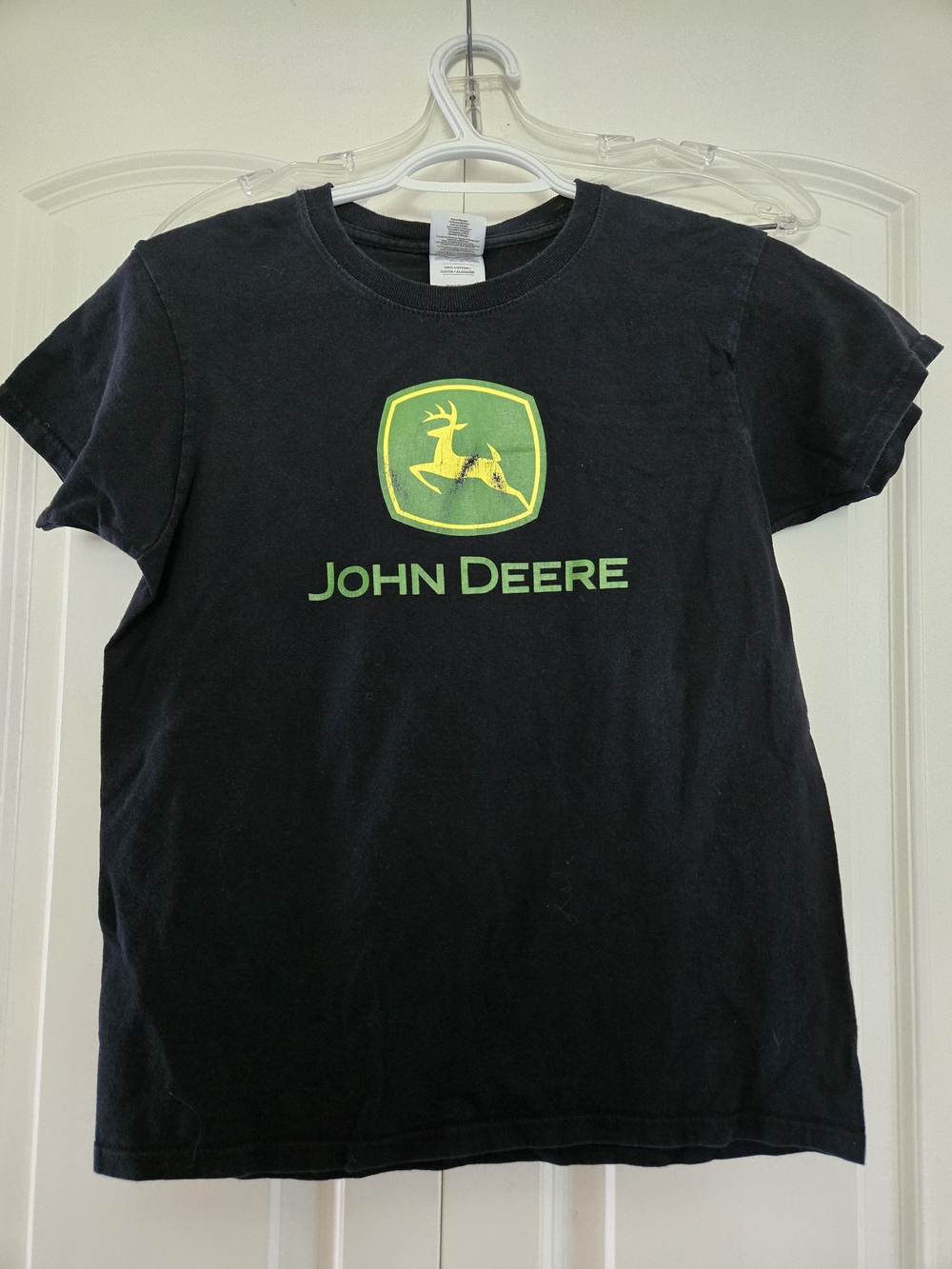 John Deere Black T-Shirt with Green & Yellow Logo